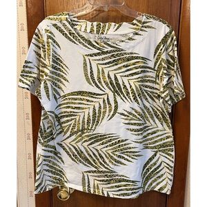 Women's Coral Bay Short Sleeve Top with Leaf Pattern